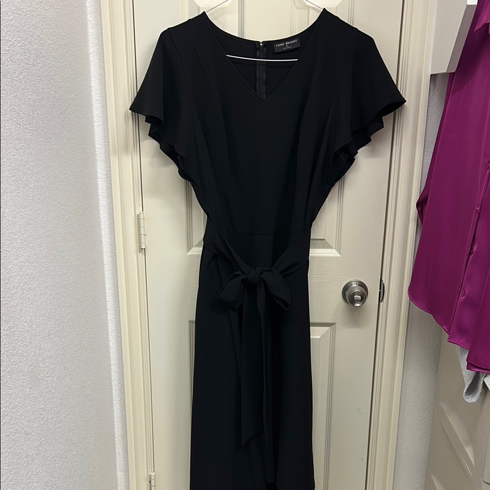 Lane Bryant Black Midi Dress with Tie Waist